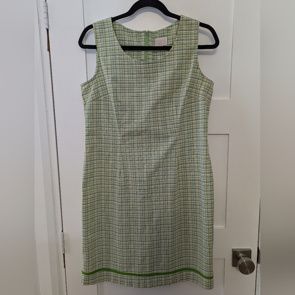 Green Plaid Sleeveless Dress Cleo Petites